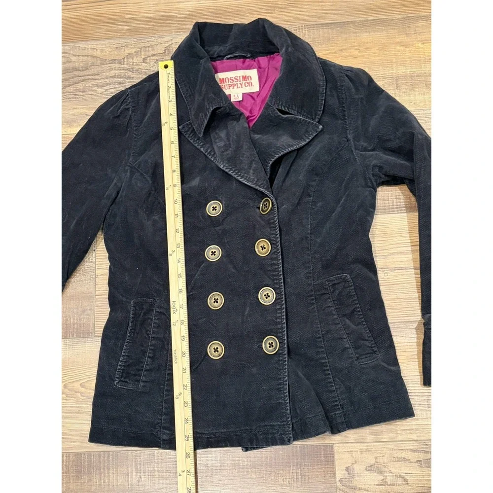 Mossimo Supply vintage Lg Y2K Black corduroy Pea jacket coat Pink Lining Buttons